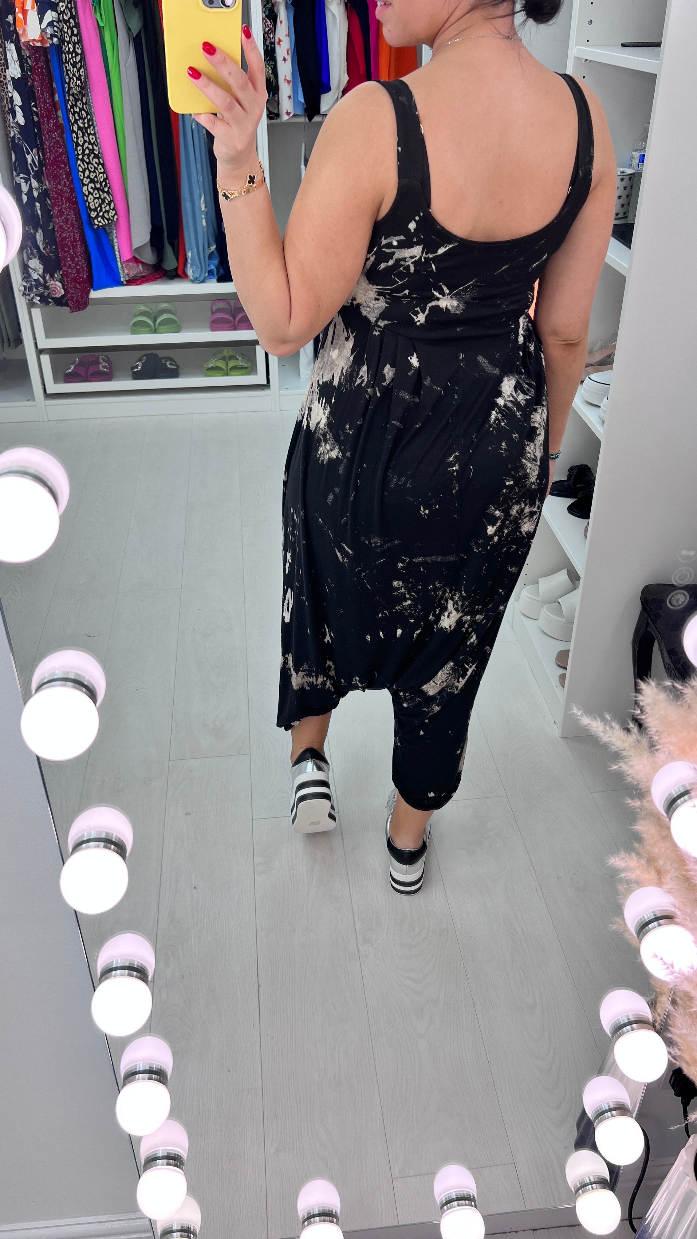 Audrey Marble Print Oversized Super Stretch Elasticated Jumpsuit