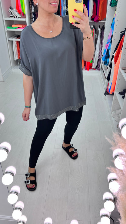 Nadina Oversized Sequin Hem Top