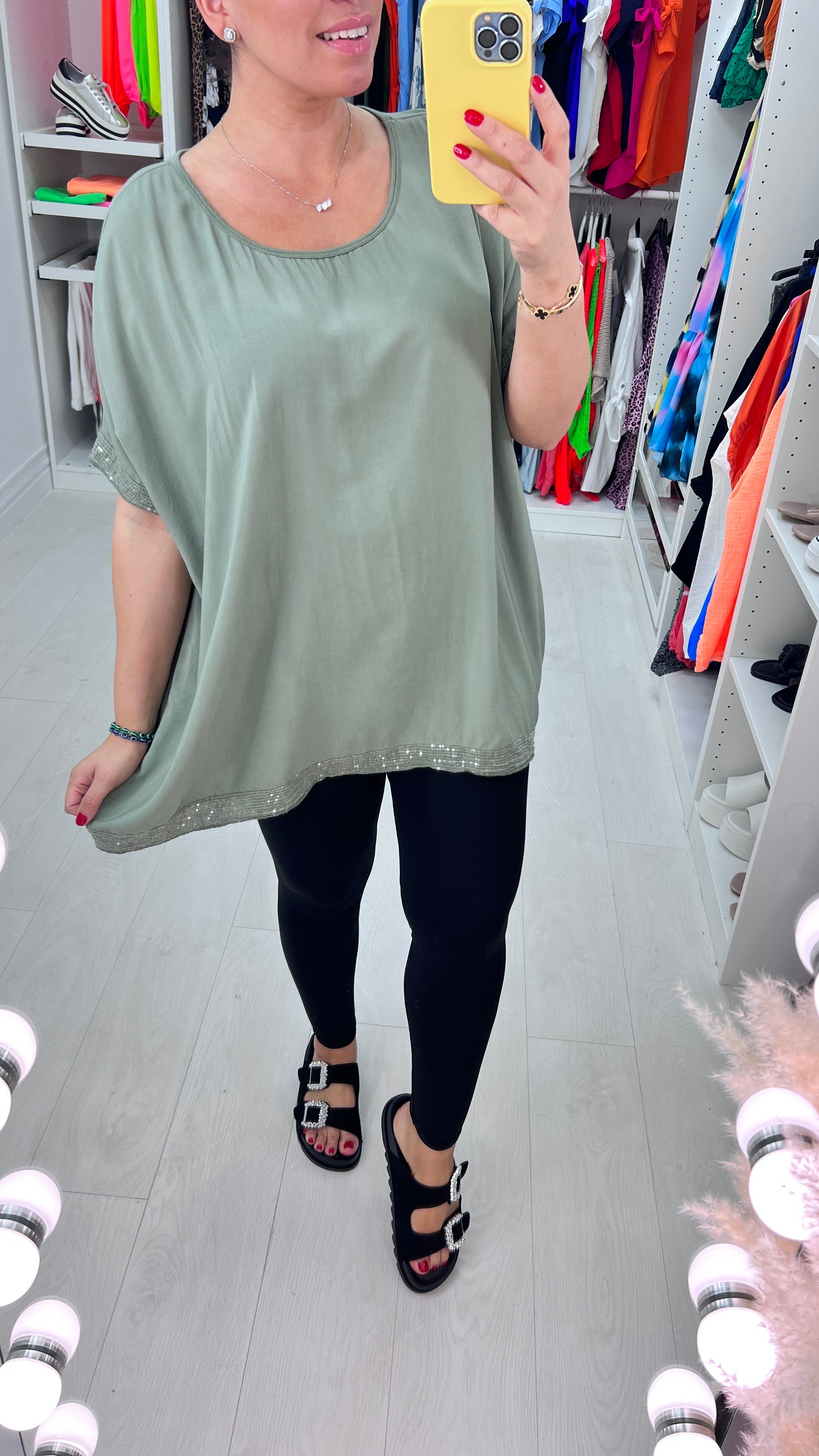 Nadina Oversized Sequin Hem Top