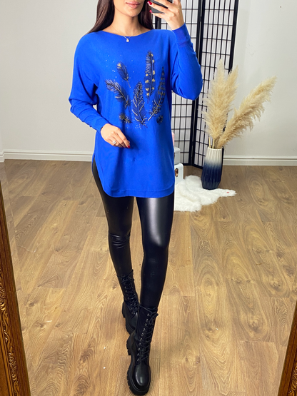 Fazed Gold Diamante Feather Jumper