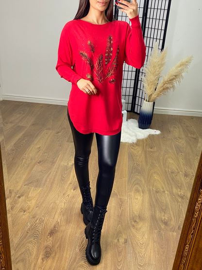 Fazed Gold Diamante Feather Jumper