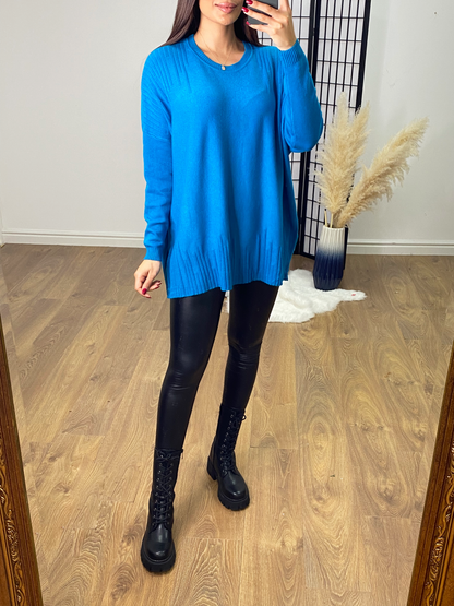 Fudge Ladder Effect Plain Oversized Jumper