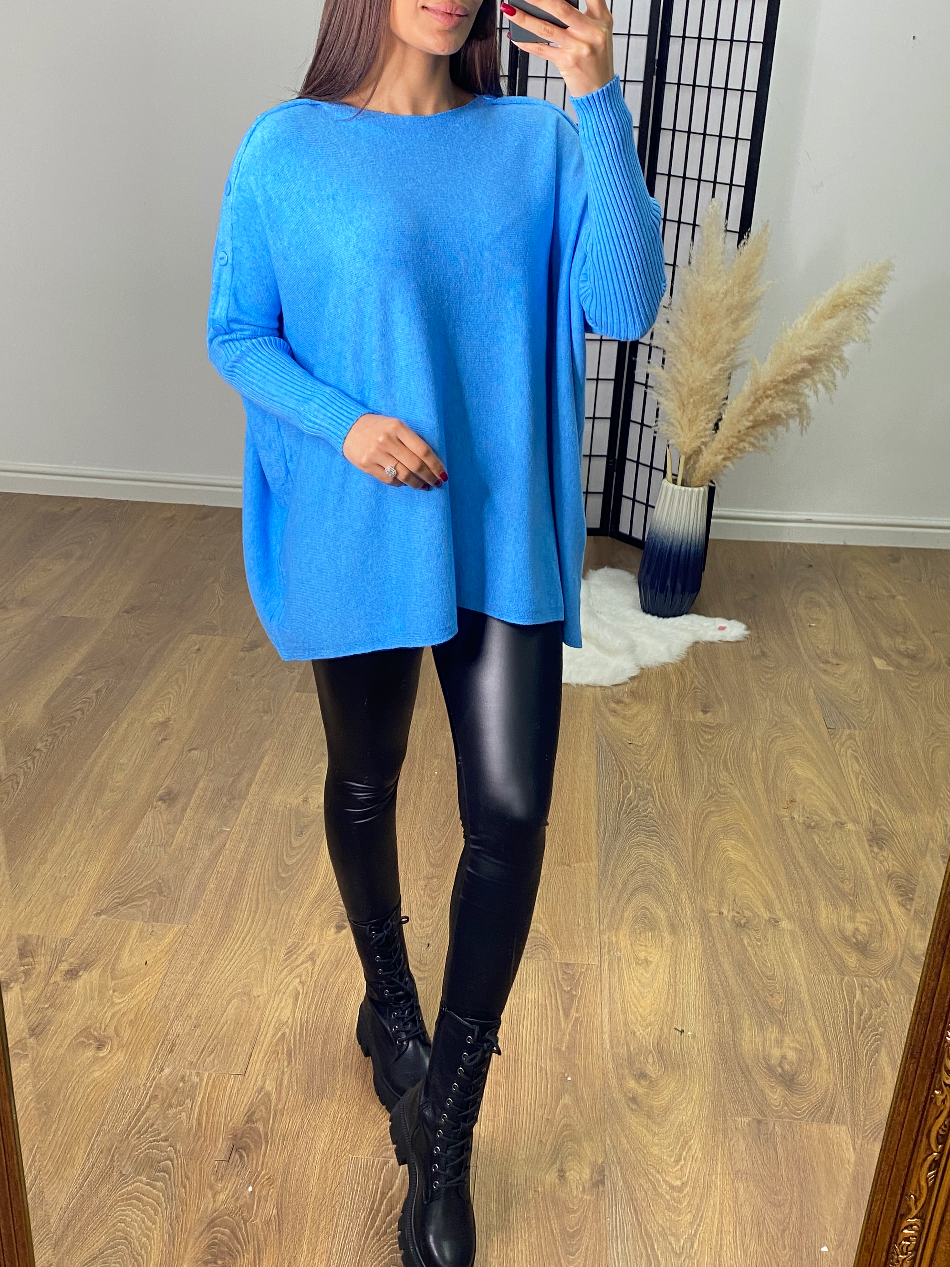 Simone Button Detail Batwing Jumper