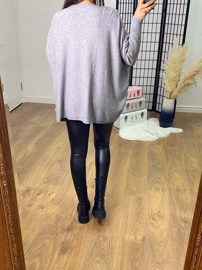 Simone Button Detail Batwing Jumper