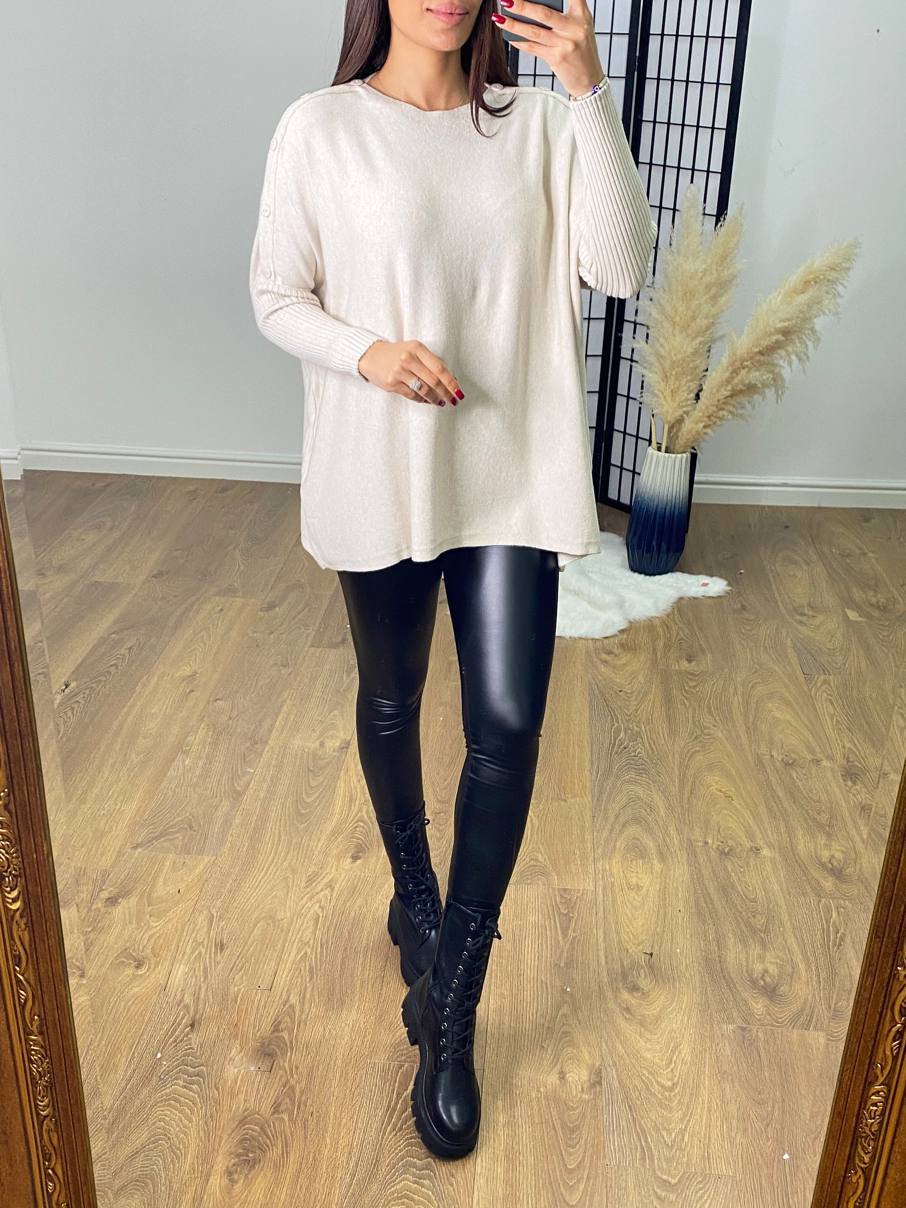 Simone Button Detail Batwing Jumper