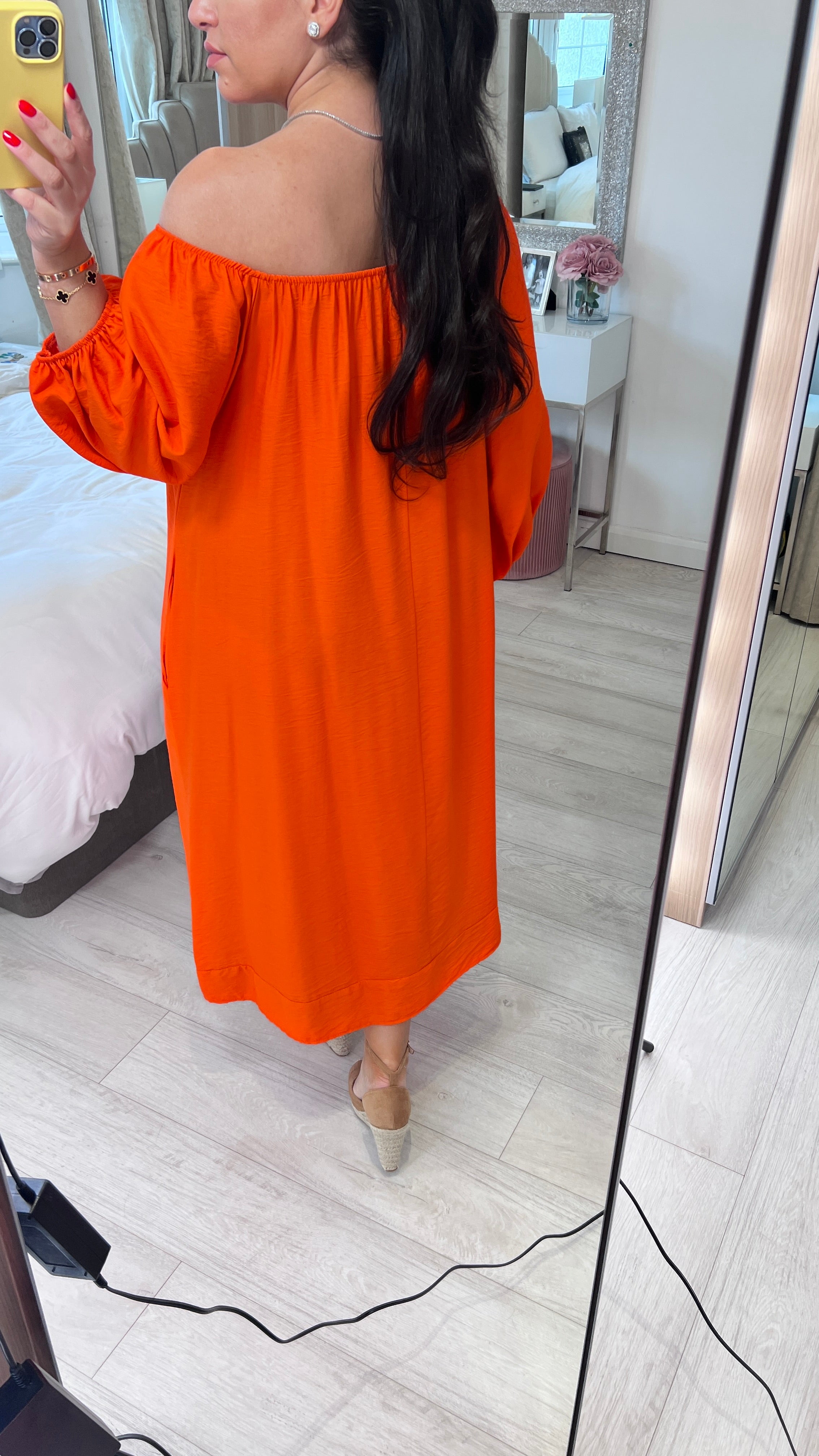 Kleo Plain Elasticated Bardot Smock Dress