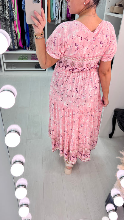 Garner Baby Pink Paisley Maxi Dress
