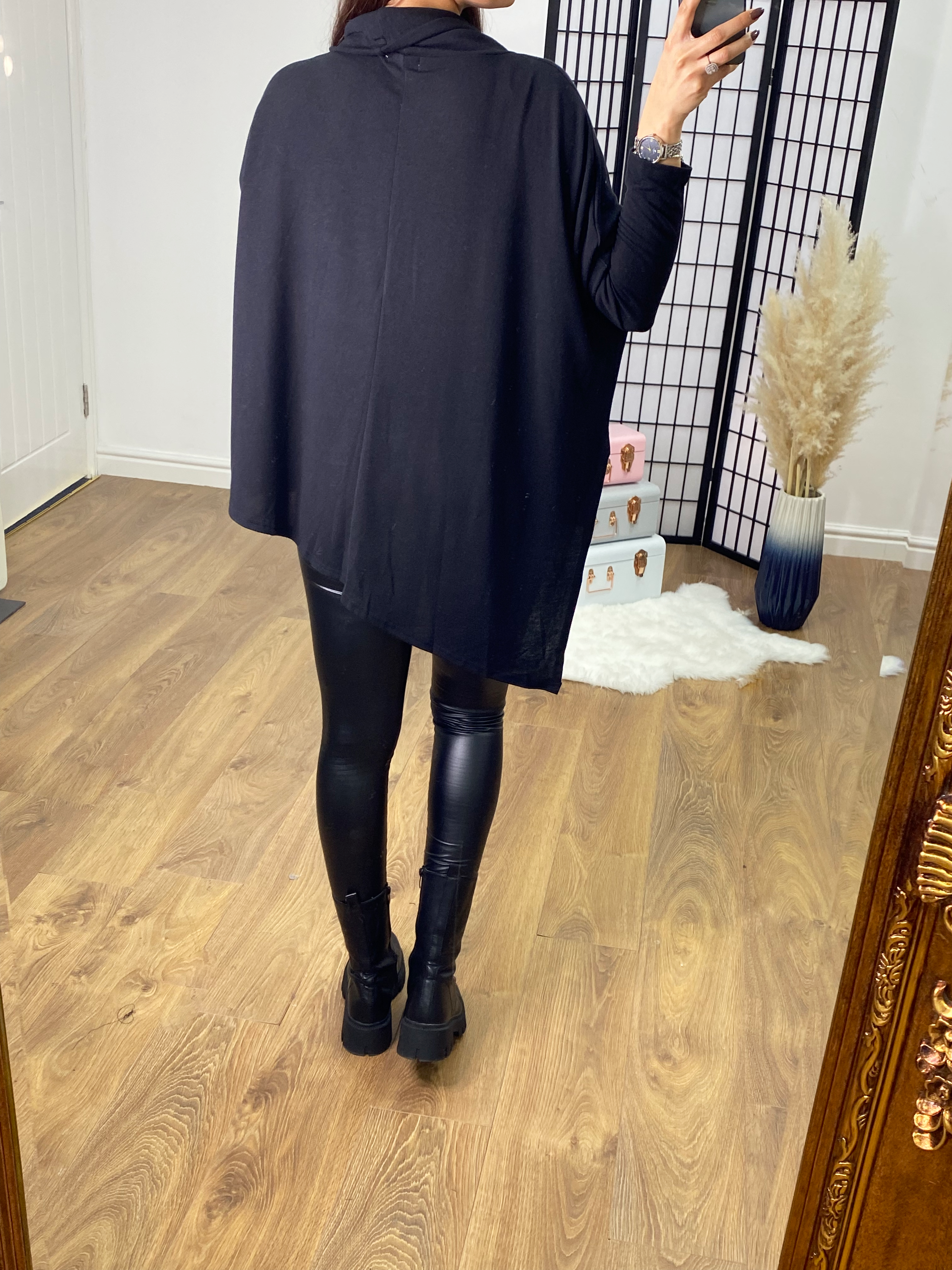 Norway Sequin Leopard Print Cowl Neck Fine Knit Jumper