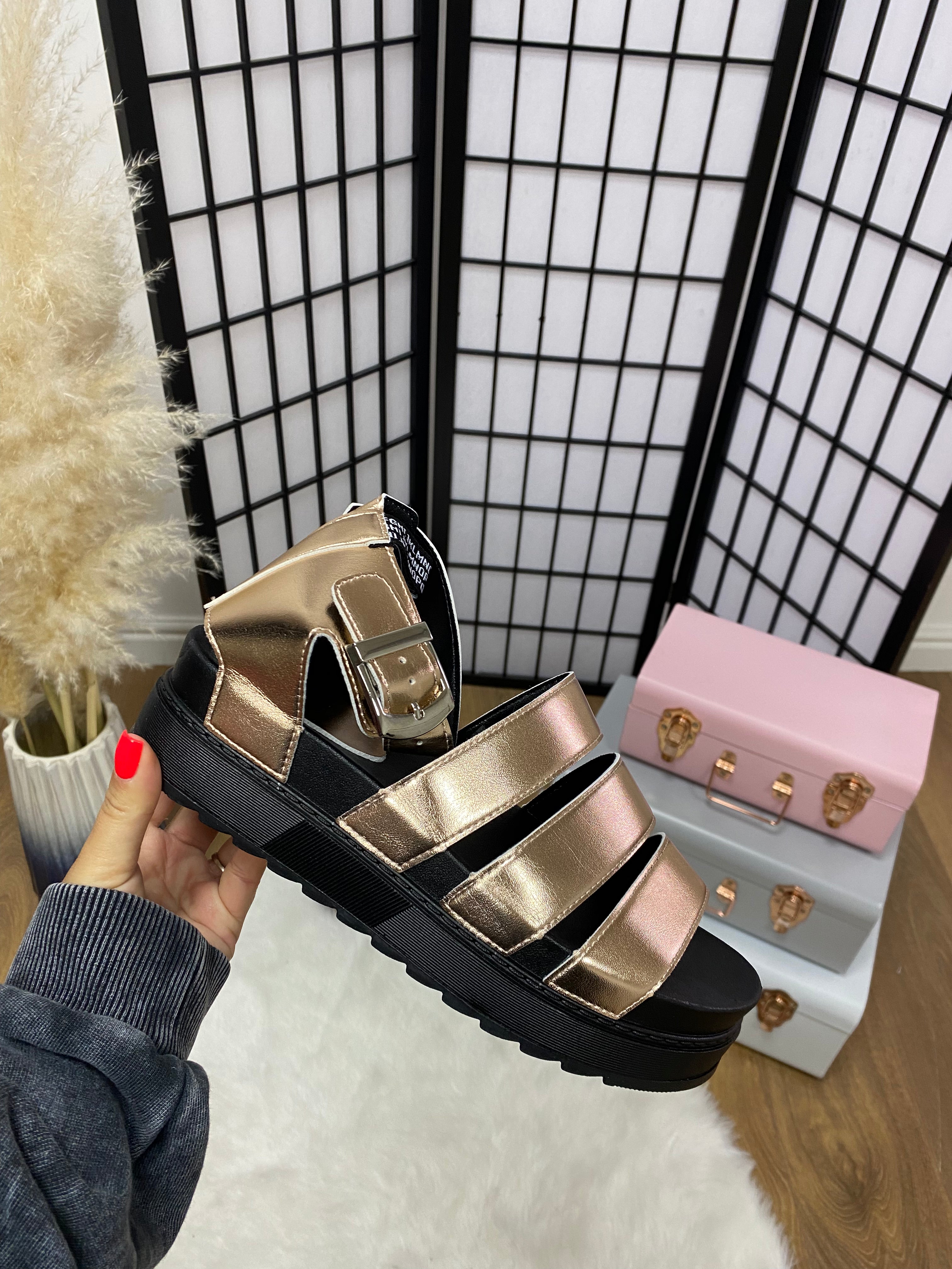 Zeena Metallic Gladiator Sandals