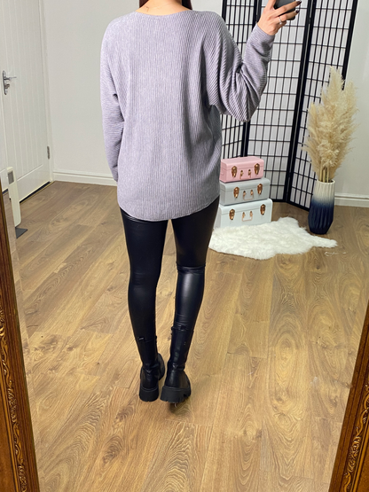 Hamley Diamante Scoop Neck Ribbed Batwing Knit Jumper