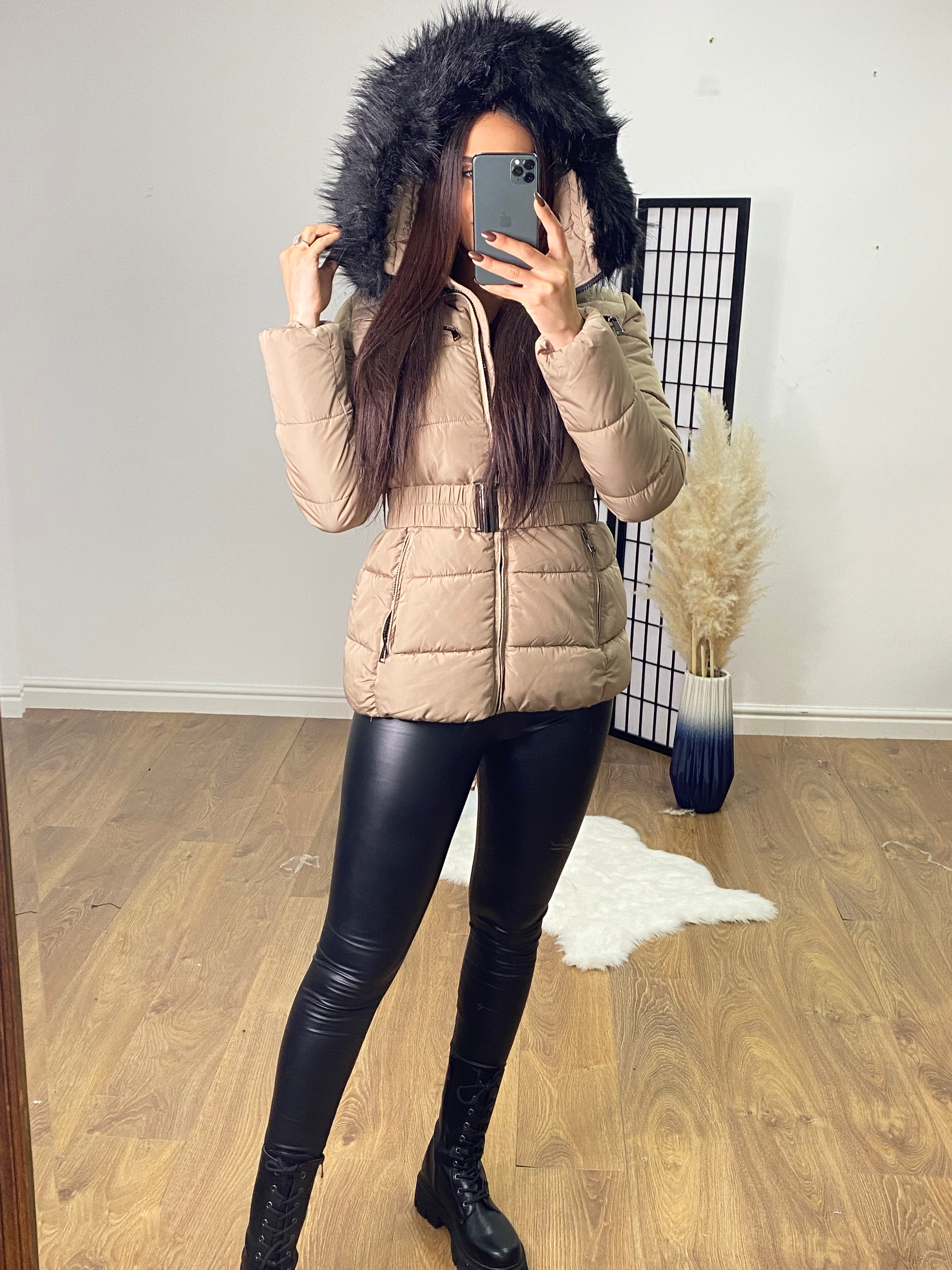 Lucy Stone Padded Faux Fur Hooded Coat