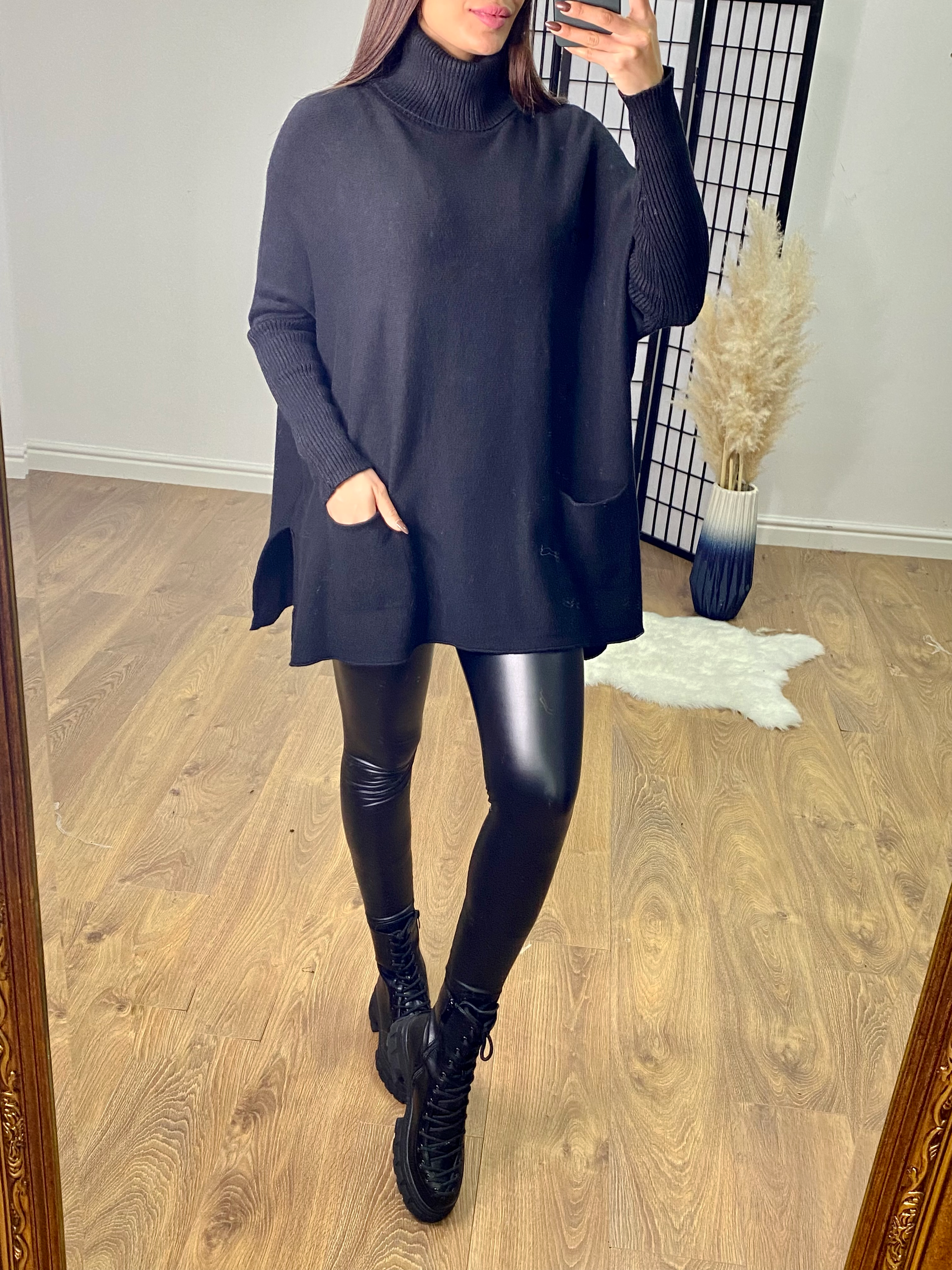 Zachary Roll Neck Oversized Button Back Jumper