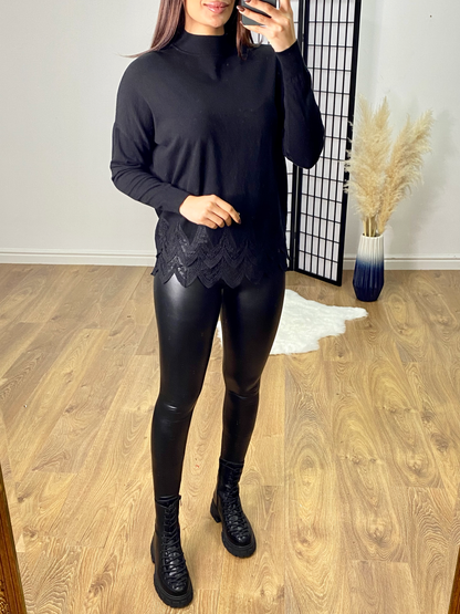 Alexis Lace Crochet Zig Zag Detailed Jumper