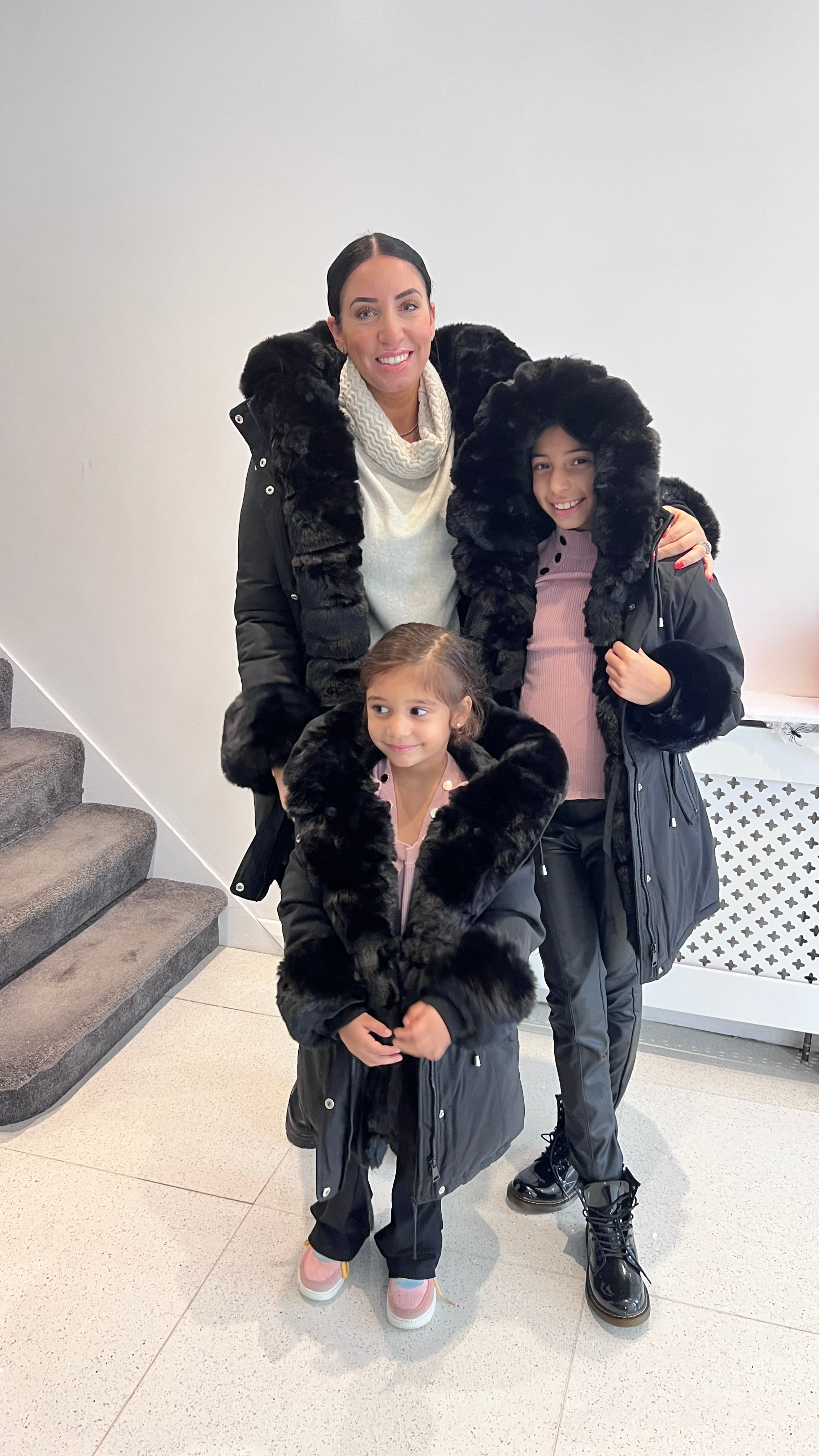 Jaya Black KIDS Faux Fur Hooded Toggle Coat