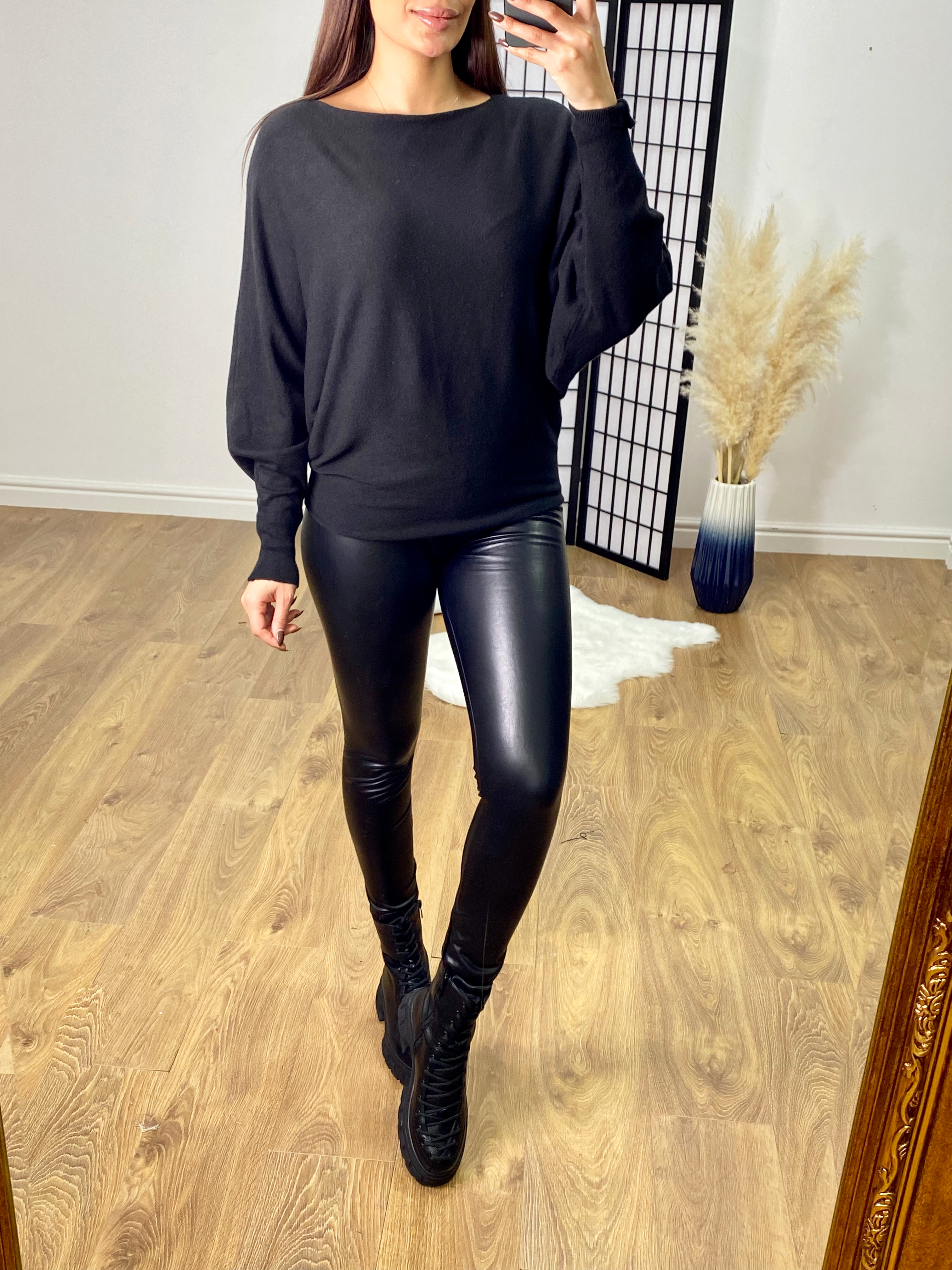 Gia Black Faux Leather Look Leggings