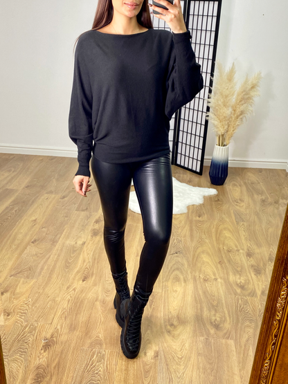 Gia Black Faux Leather Look Leggings