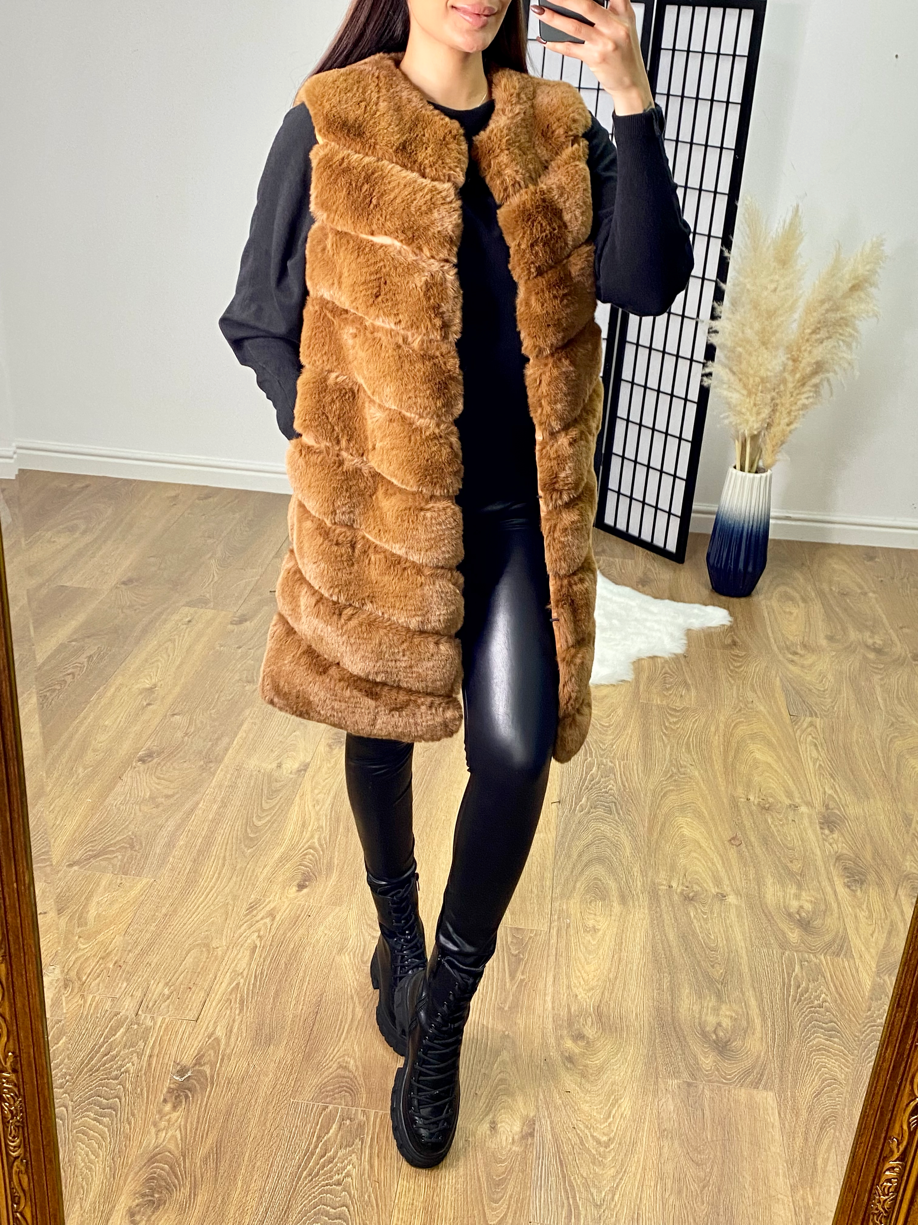 Miami Faux Fur Long Panelled Gilet
