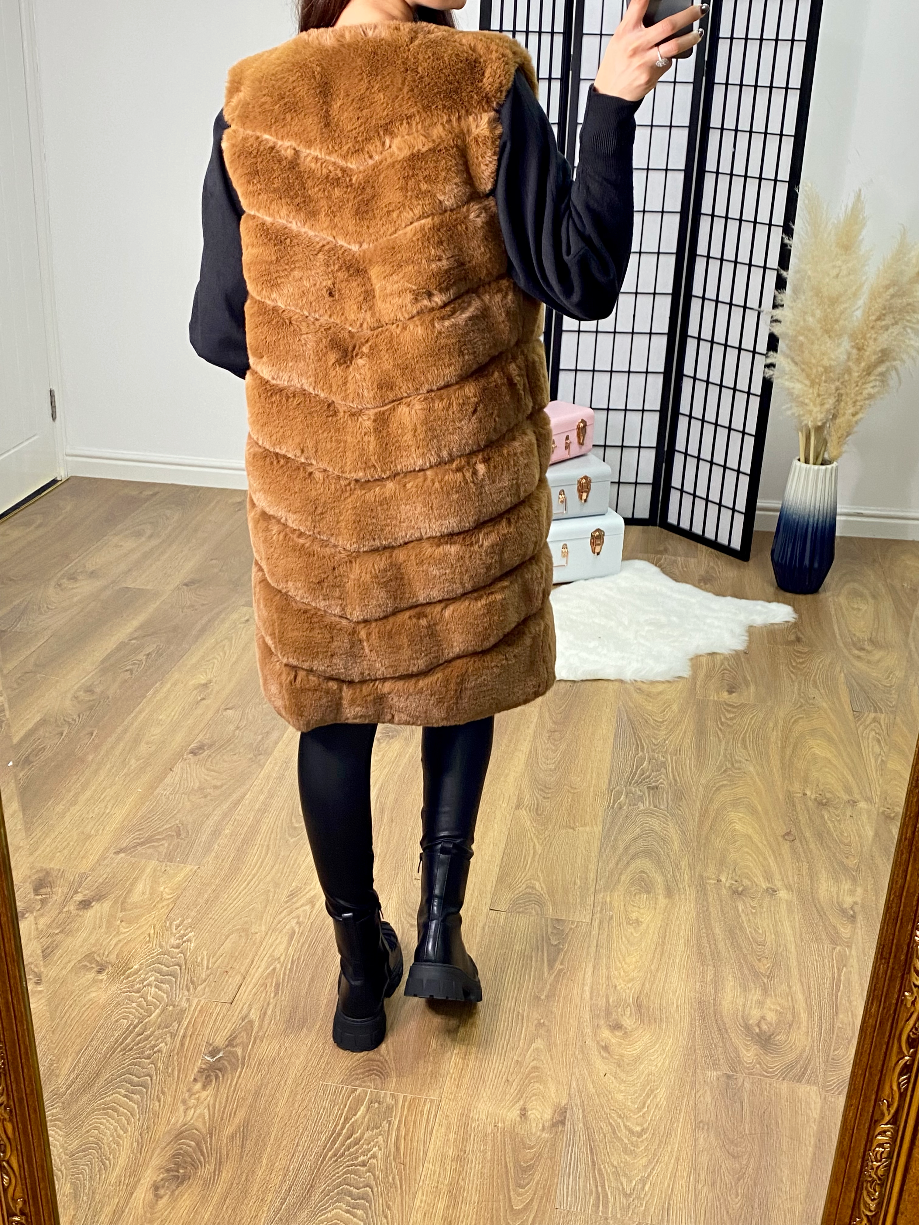 Miami Faux Fur Long Panelled Gilet