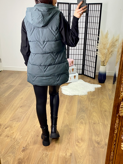 Silona Padded Teal Light Weight Hooded Gilet