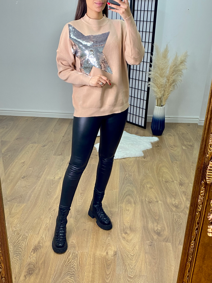 Bennie Sequin Star Detailed Soft Knit Jumper