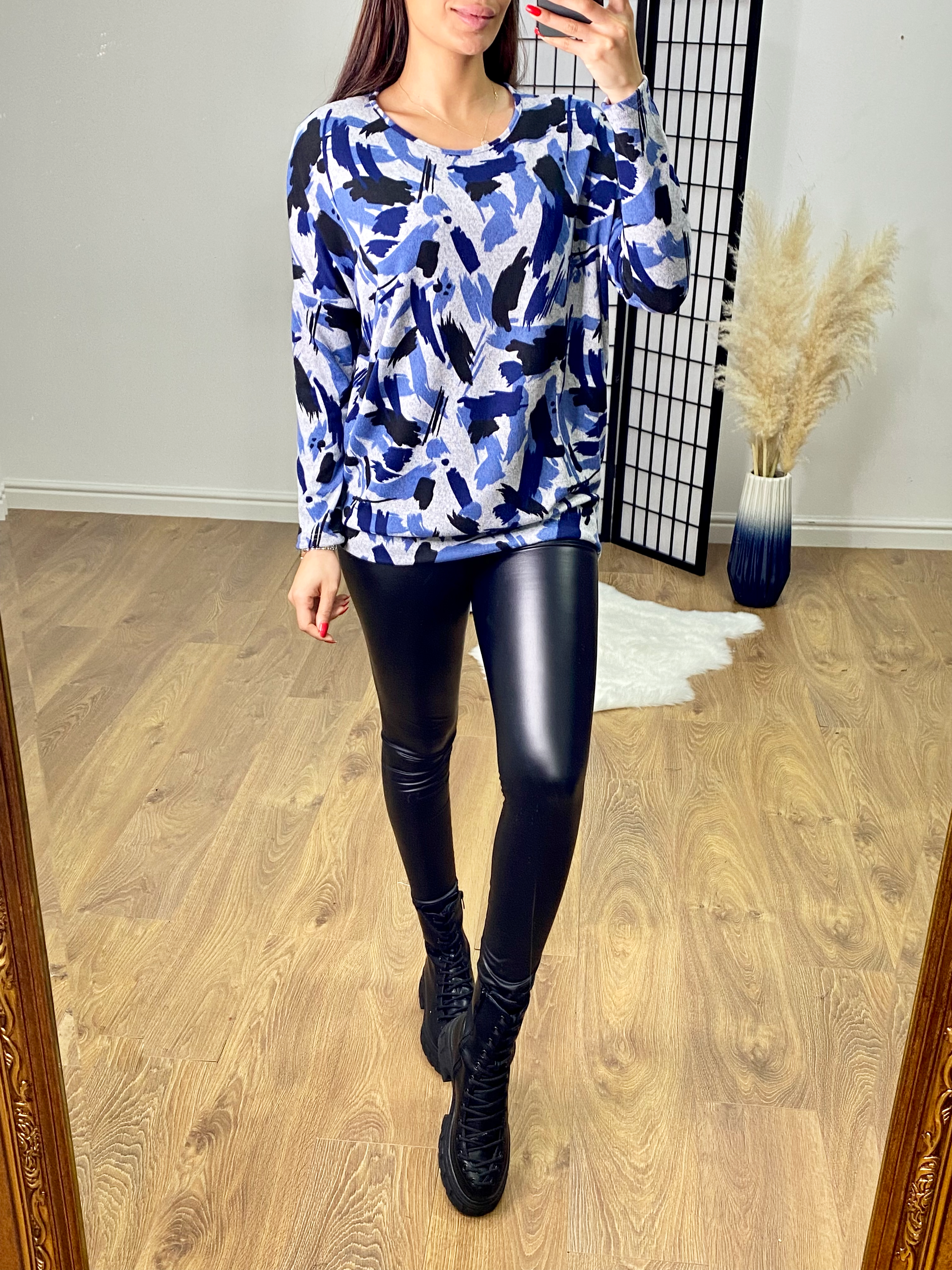 Dianna Blue Printed Super Soft Thin Knit Jumper