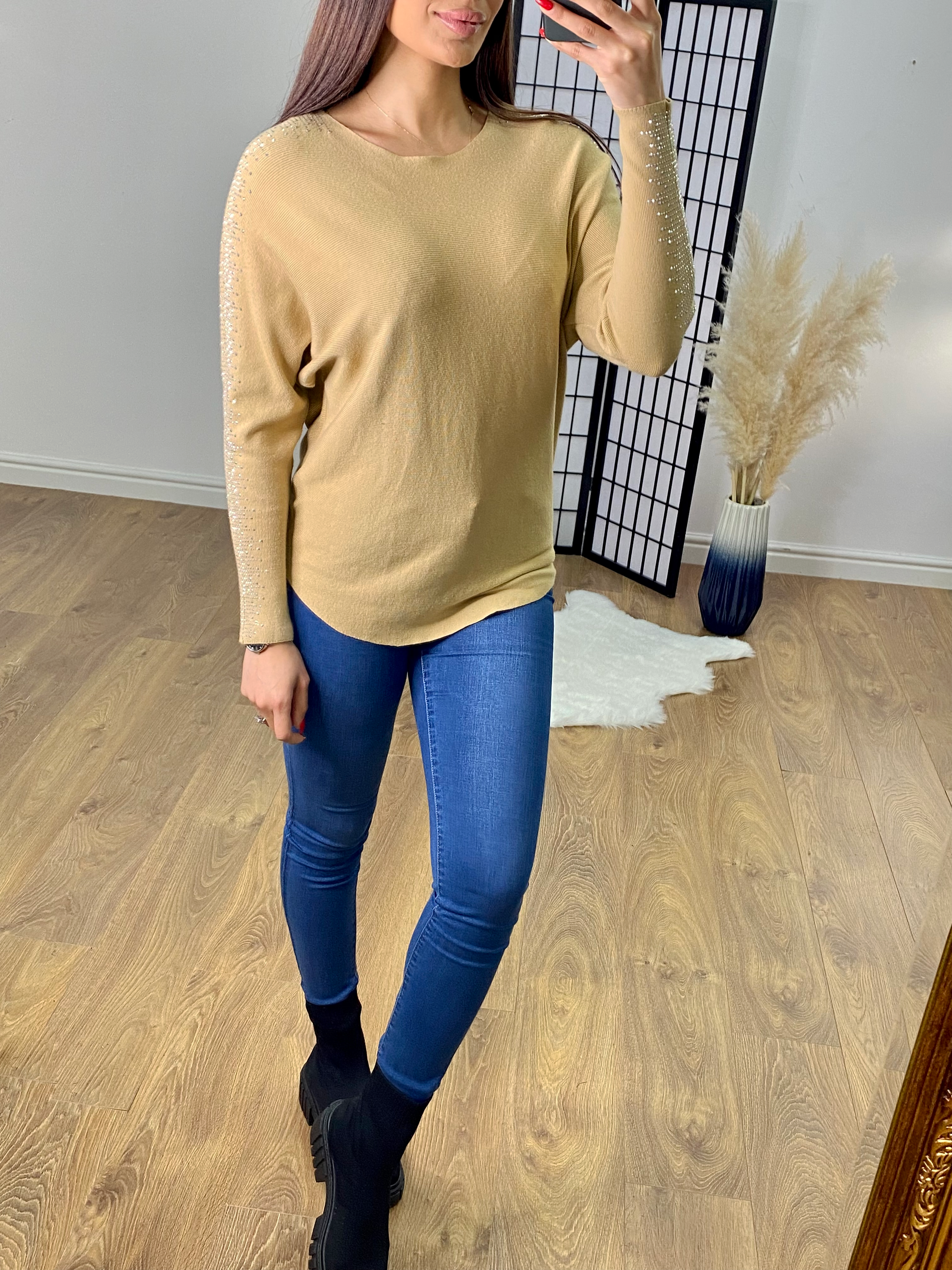 Dalston Ribbed Diamante Sleeve Jumper