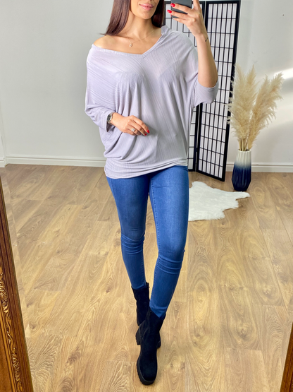 April Ribbed Asymmetric Hem Top