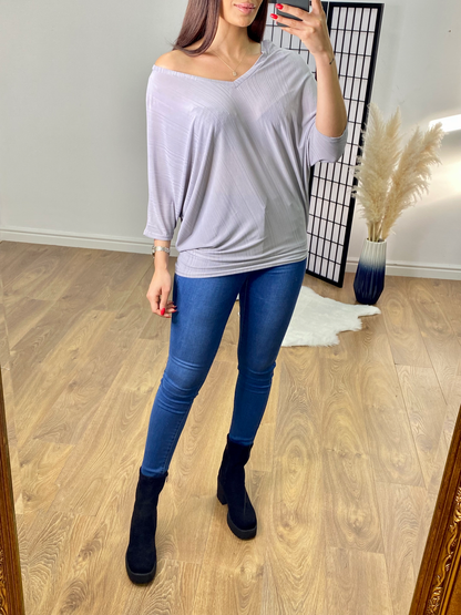 April Ribbed Asymmetric Hem Top