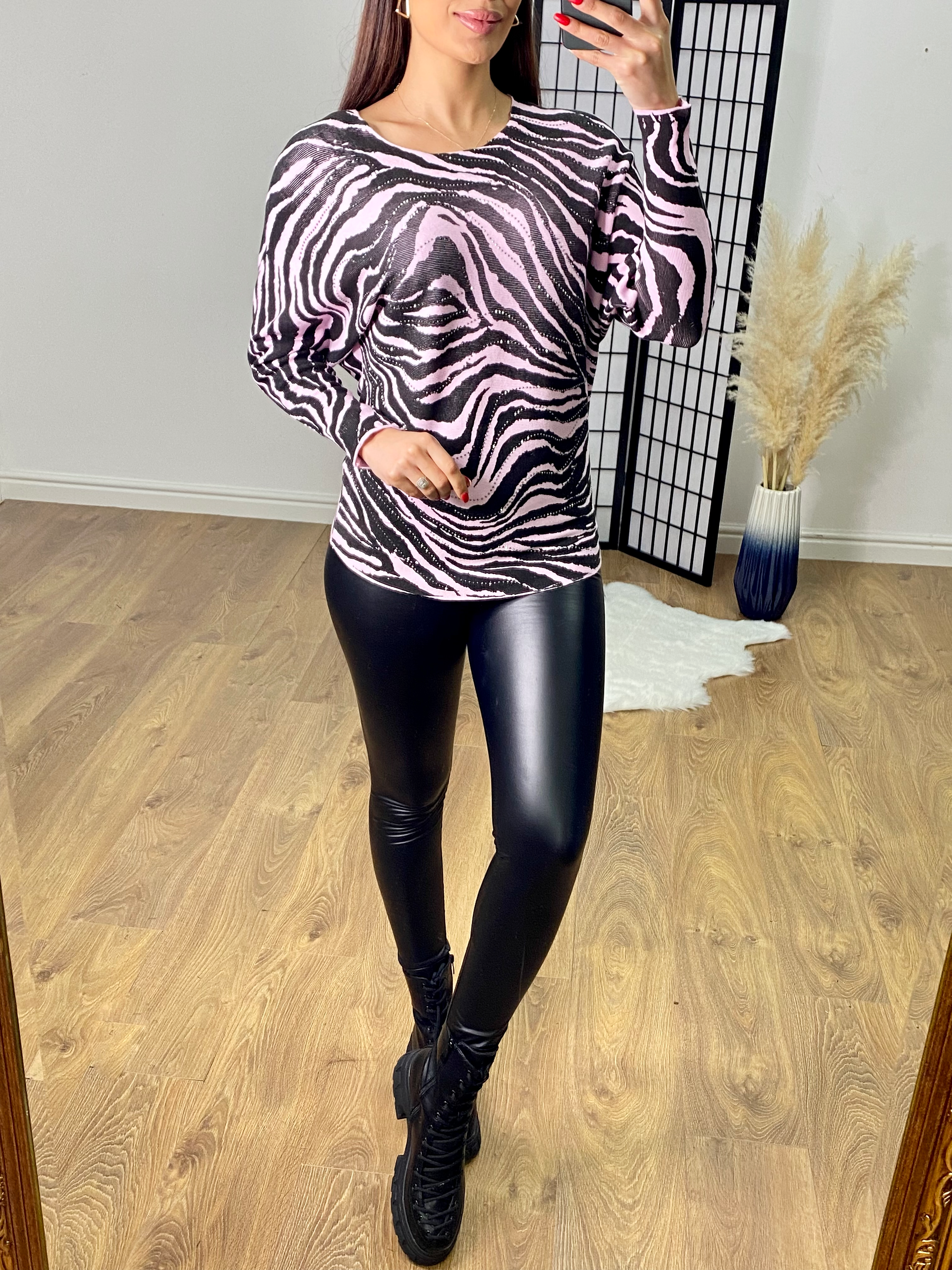 Mckenzo Zebra Studded Print Detailed  BatwingKnit Jumper