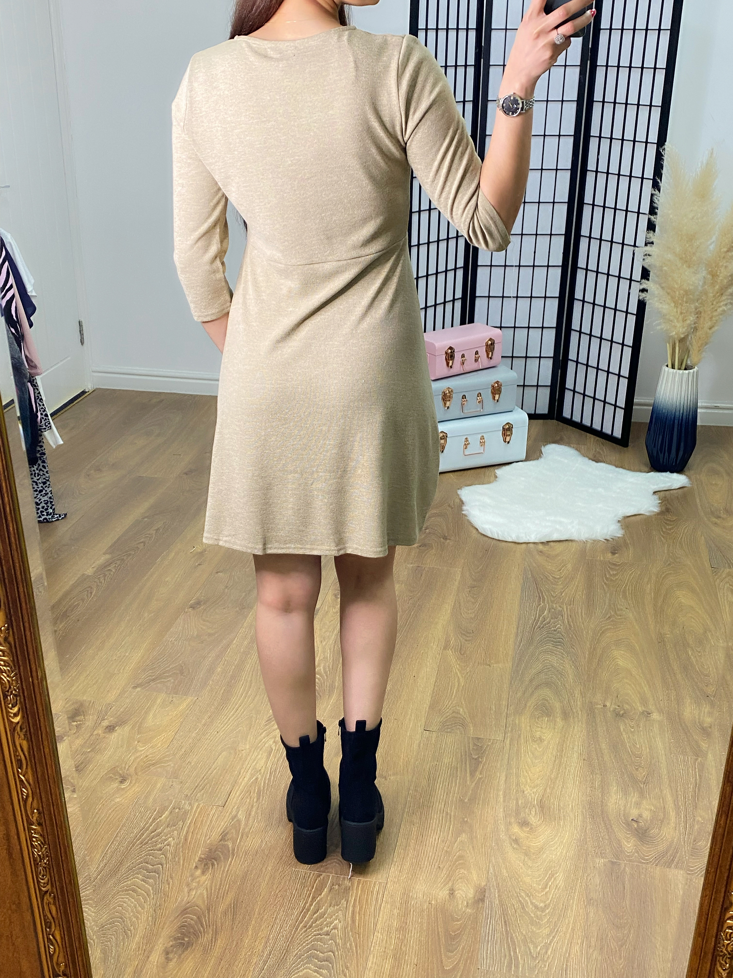 Nyra Wrap Front Button Detail Dress