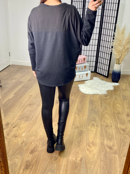 Spring V Neck Button Detail Low Back Top