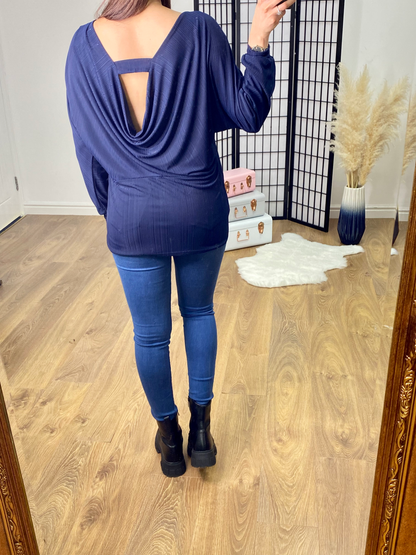 Pita Diamante Drape Back Detail Top