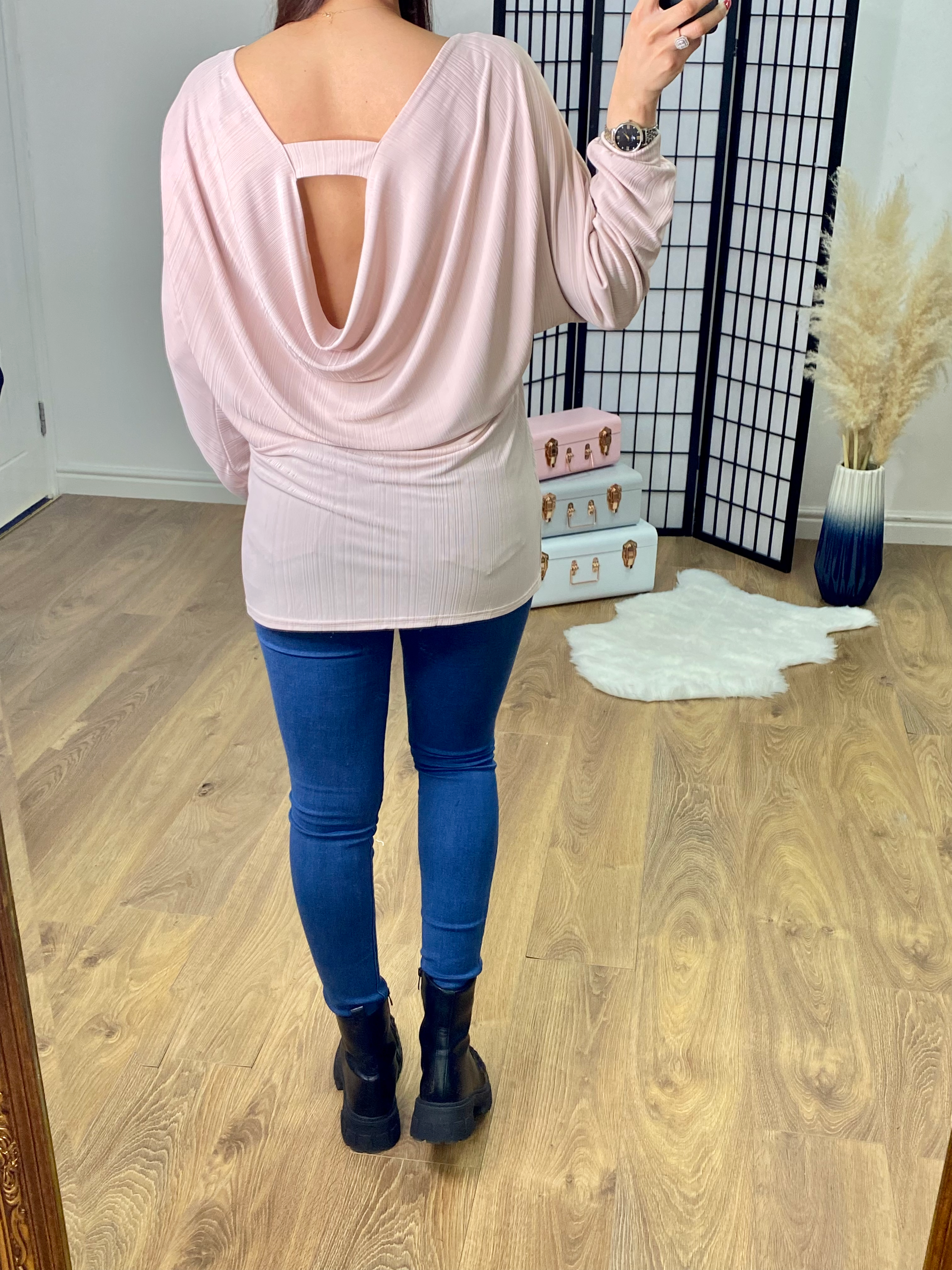 Pita Diamante Drape Back Detail Top