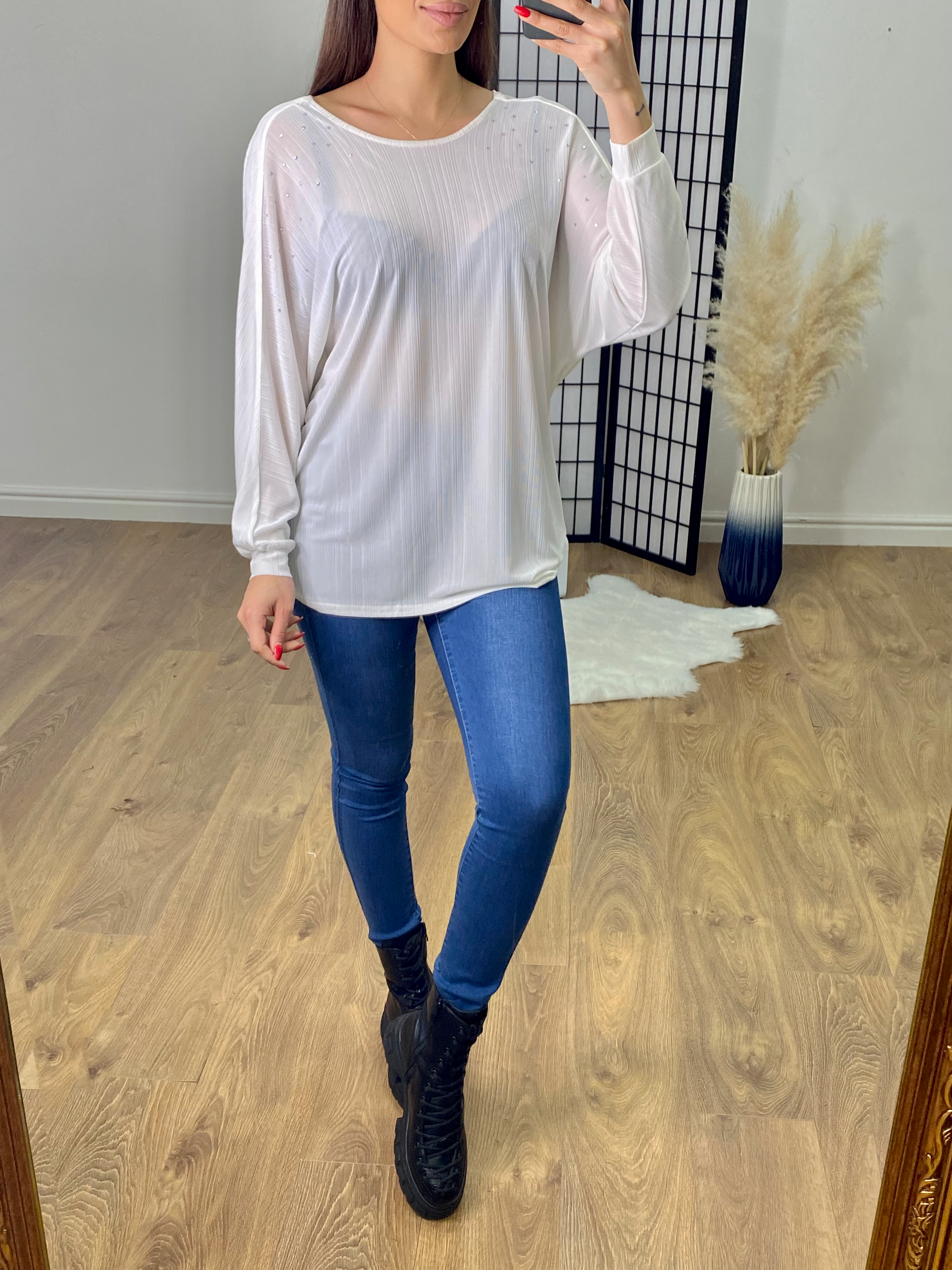 Pita Diamante Drape Back Detail Top