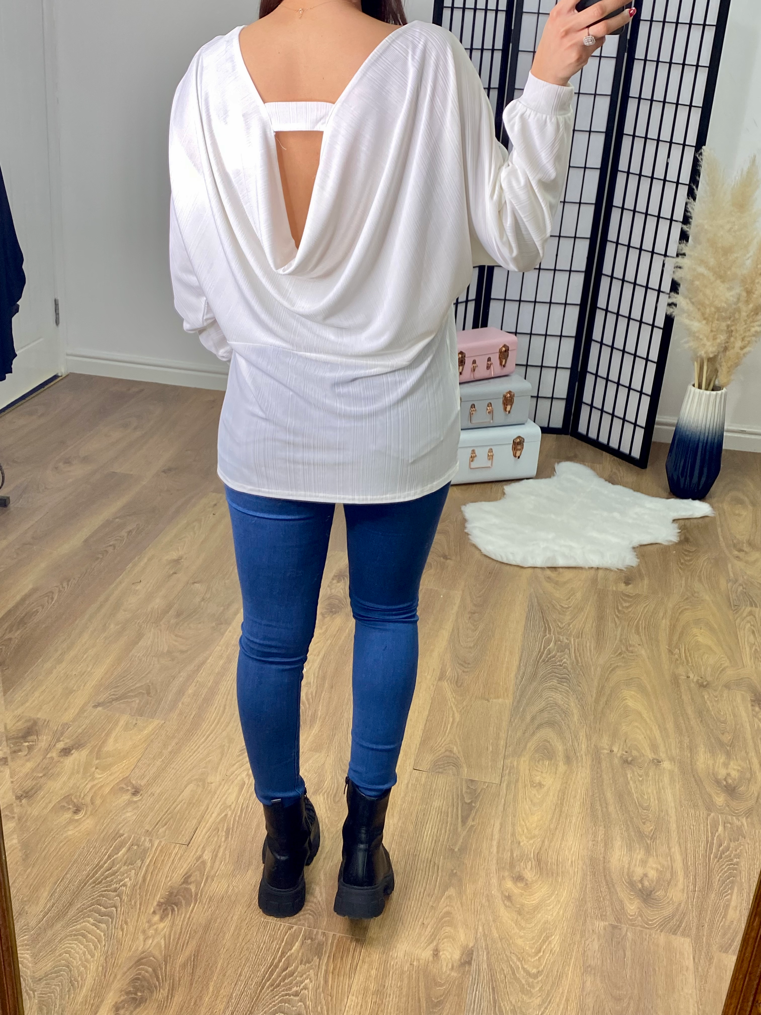 Pita Diamante Drape Back Detail Top