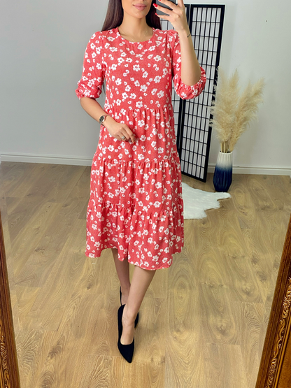 Jemima Floral Tiered Smock Midi Dress