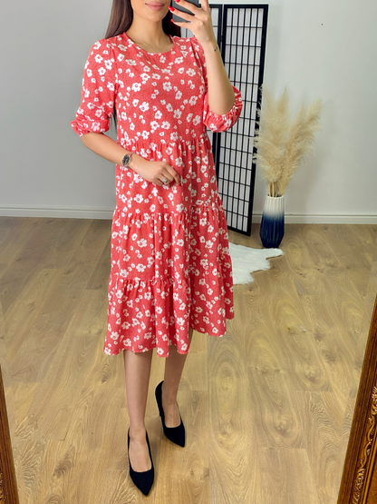 Jemima Floral Tiered Smock Midi Dress
