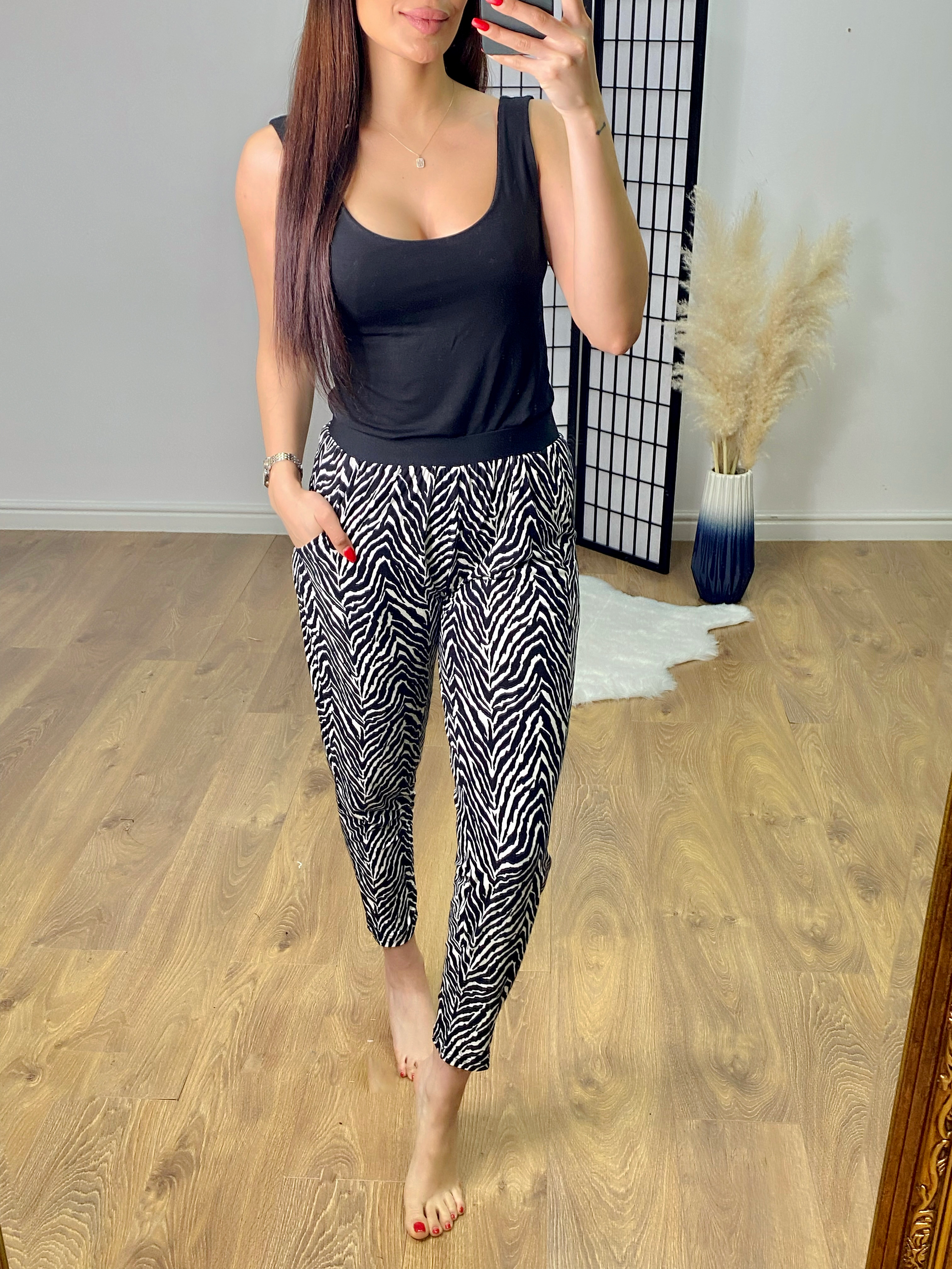 Estrella Zebra Printed Loose Fit Elasticated Hareems