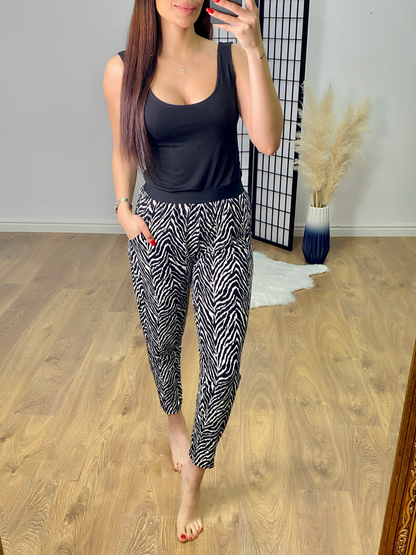 Estrella Zebra Printed Loose Fit Elasticated Hareems