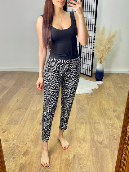 Estrella Zebra Printed Loose Fit Elasticated Hareems