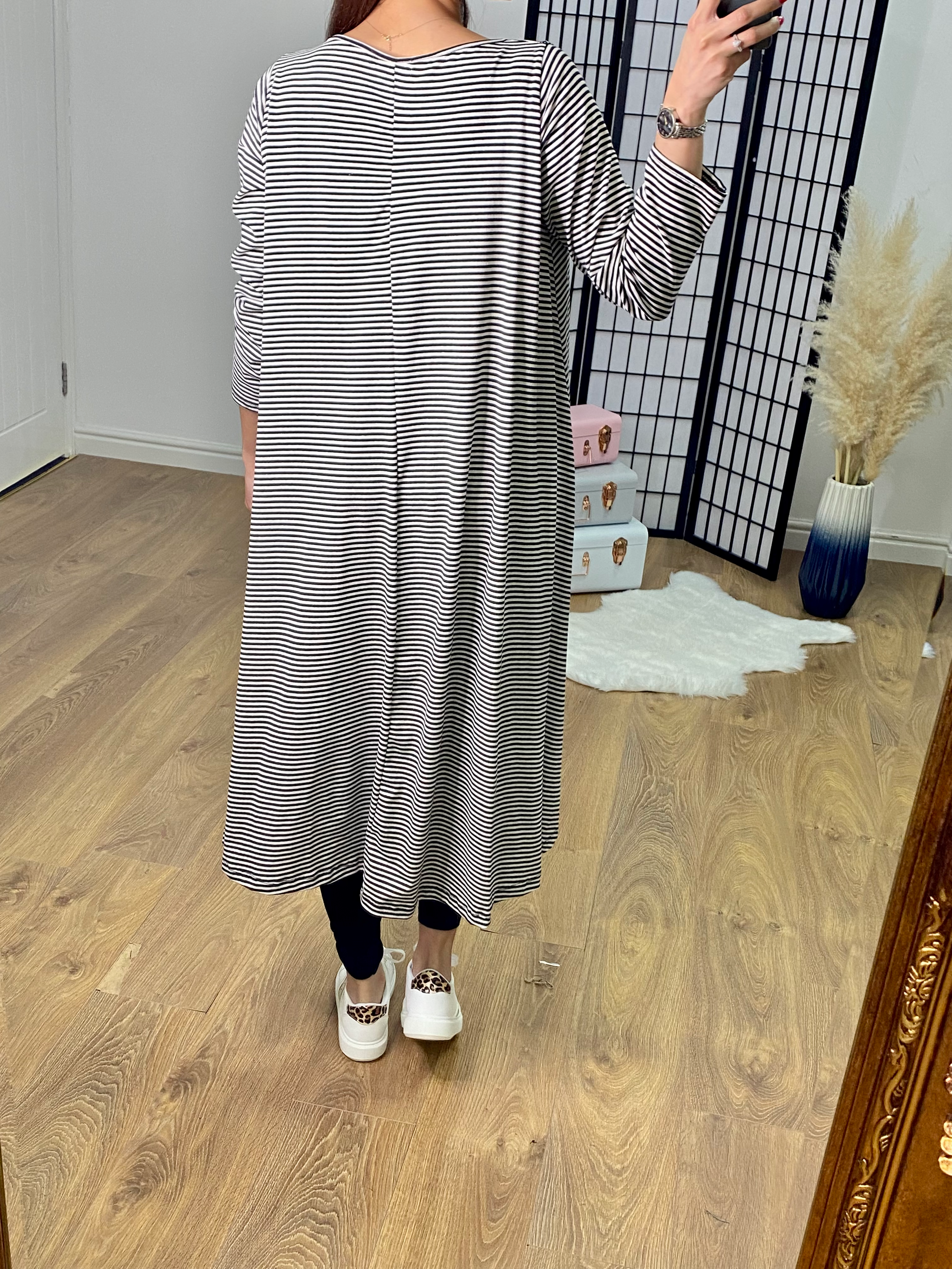 Diane Striped Dip Hem Stretch Tunic