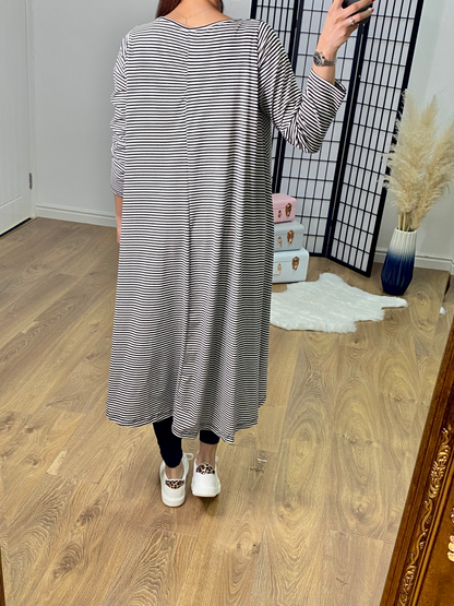 Diane Striped Dip Hem Stretch Tunic