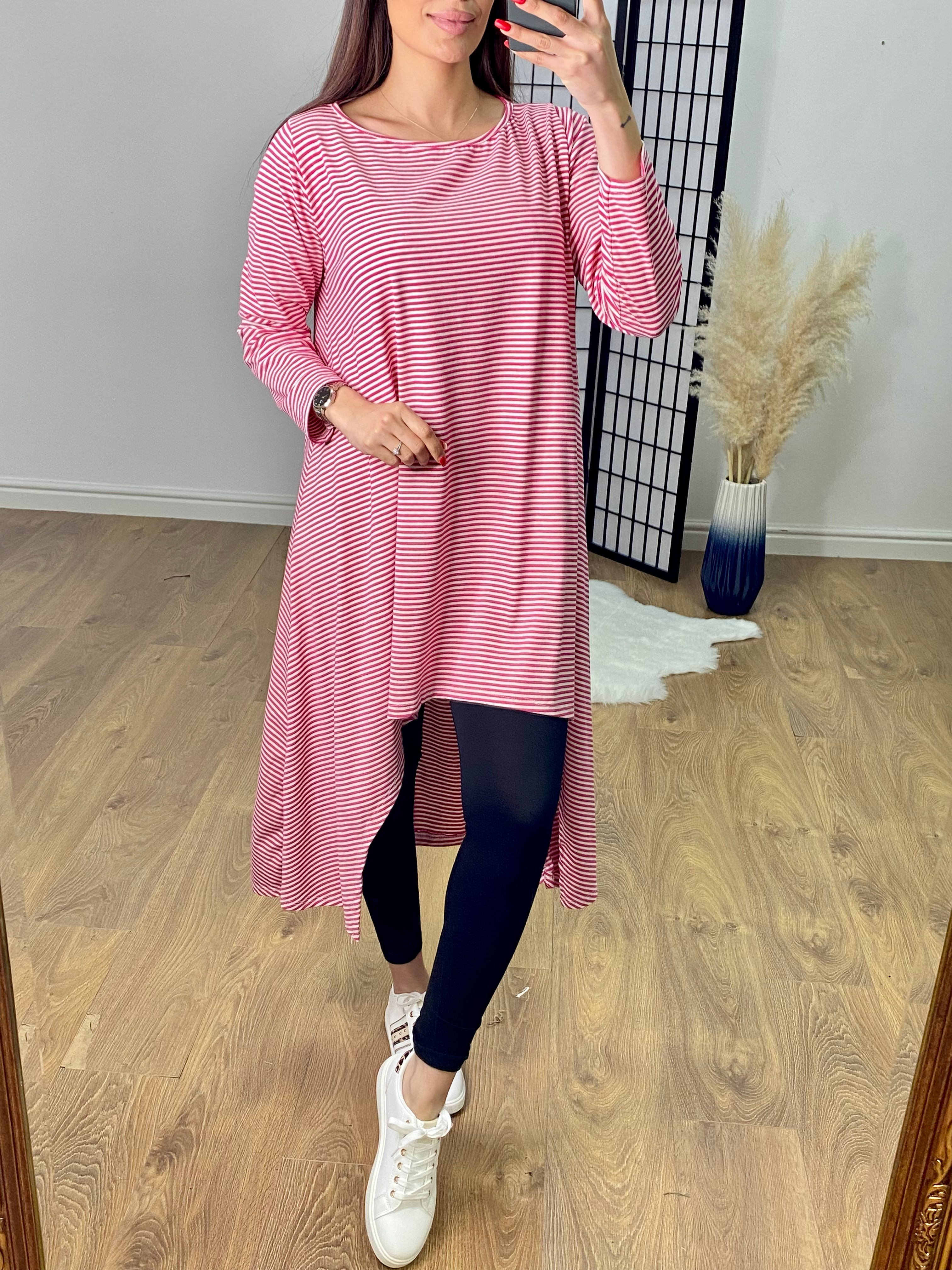 Diane Striped Dip Hem Stretch Tunic