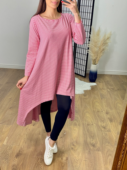 Diane Striped Dip Hem Stretch Tunic
