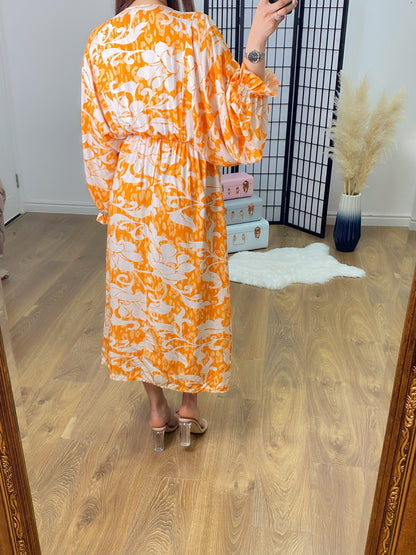 Helena Bold Floral Print Kimono Dress