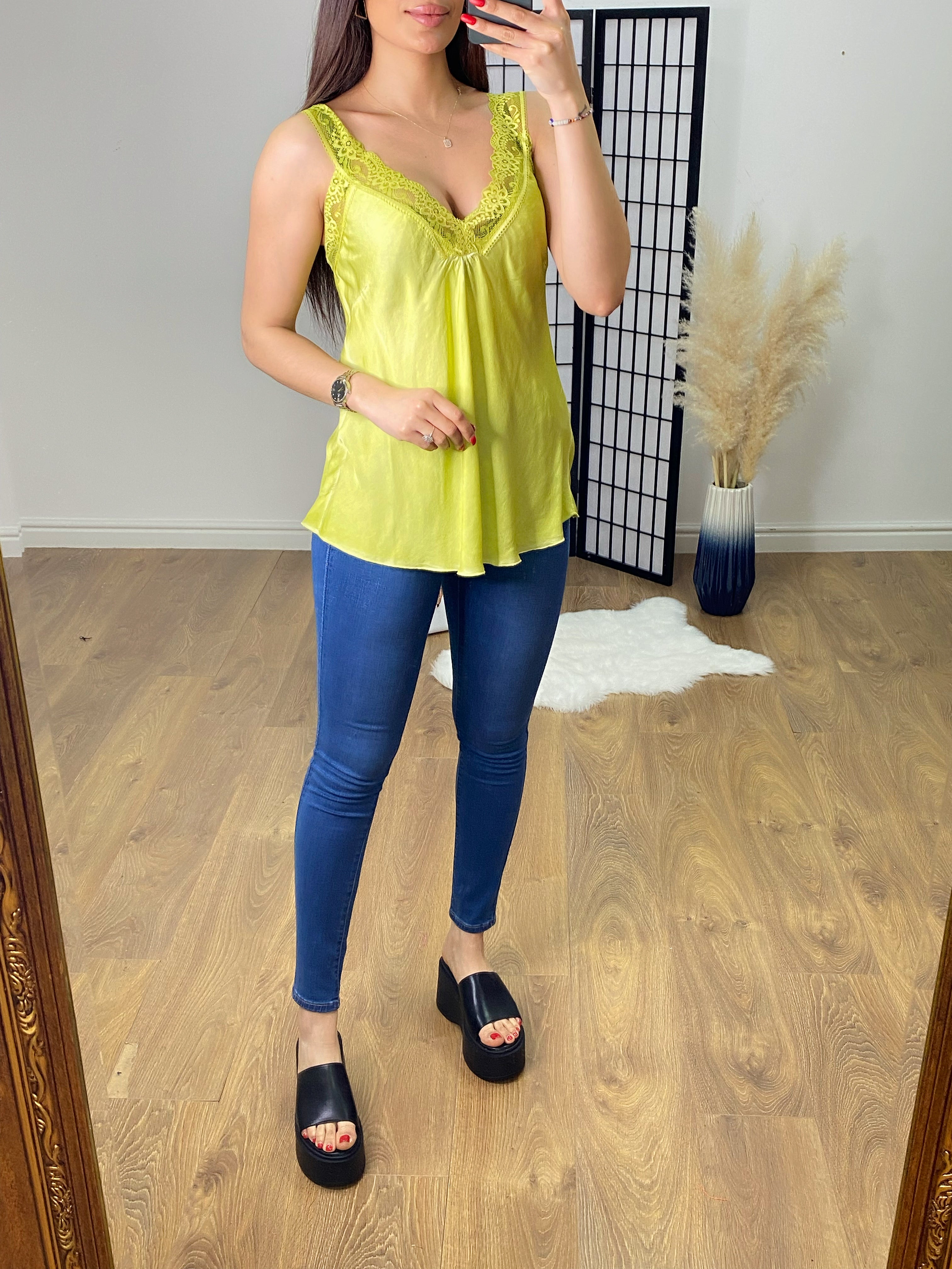 Skye Lace Trim Detail Satin Cami