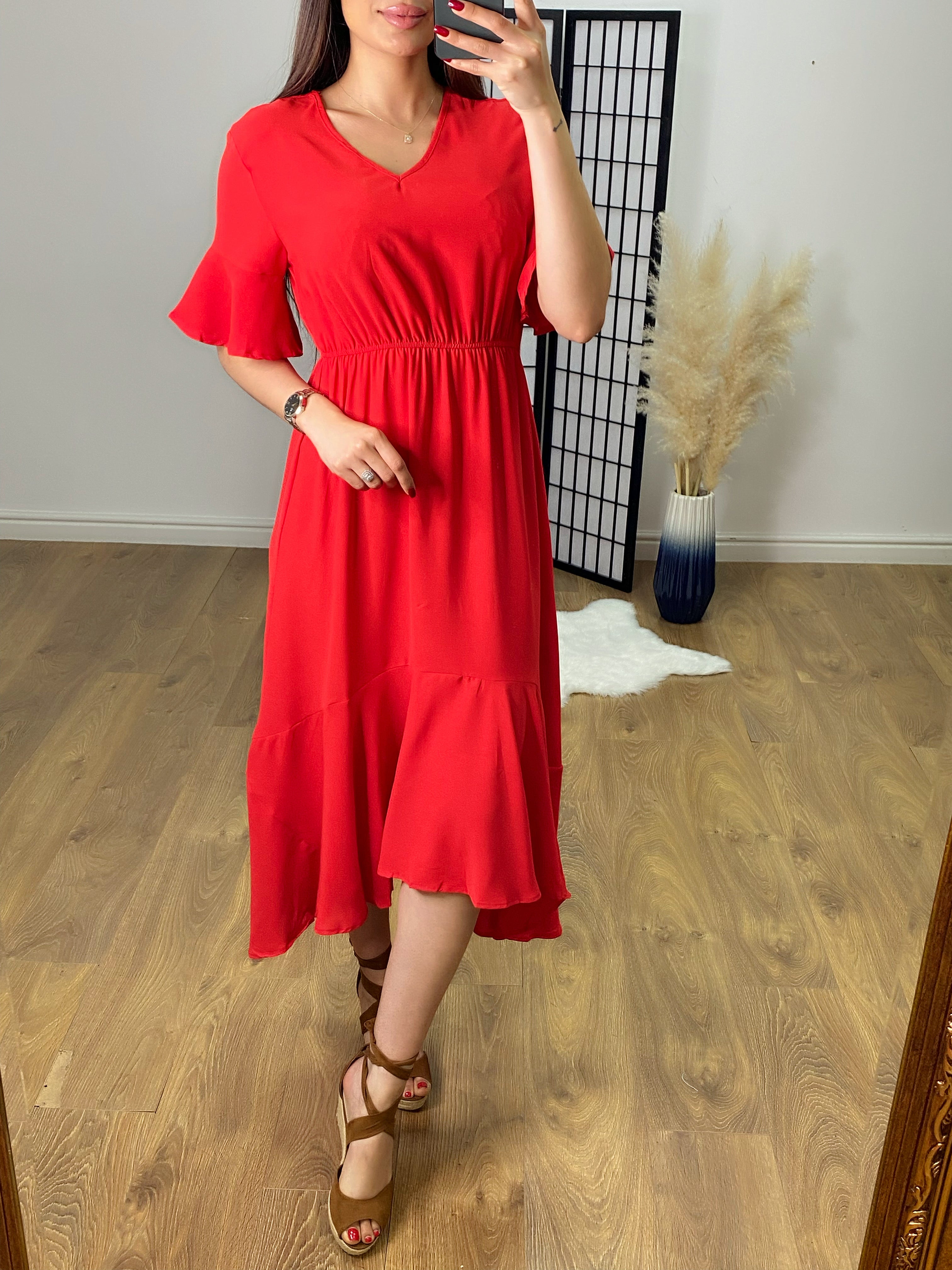 Alley Ruffle Dip Hem Dress