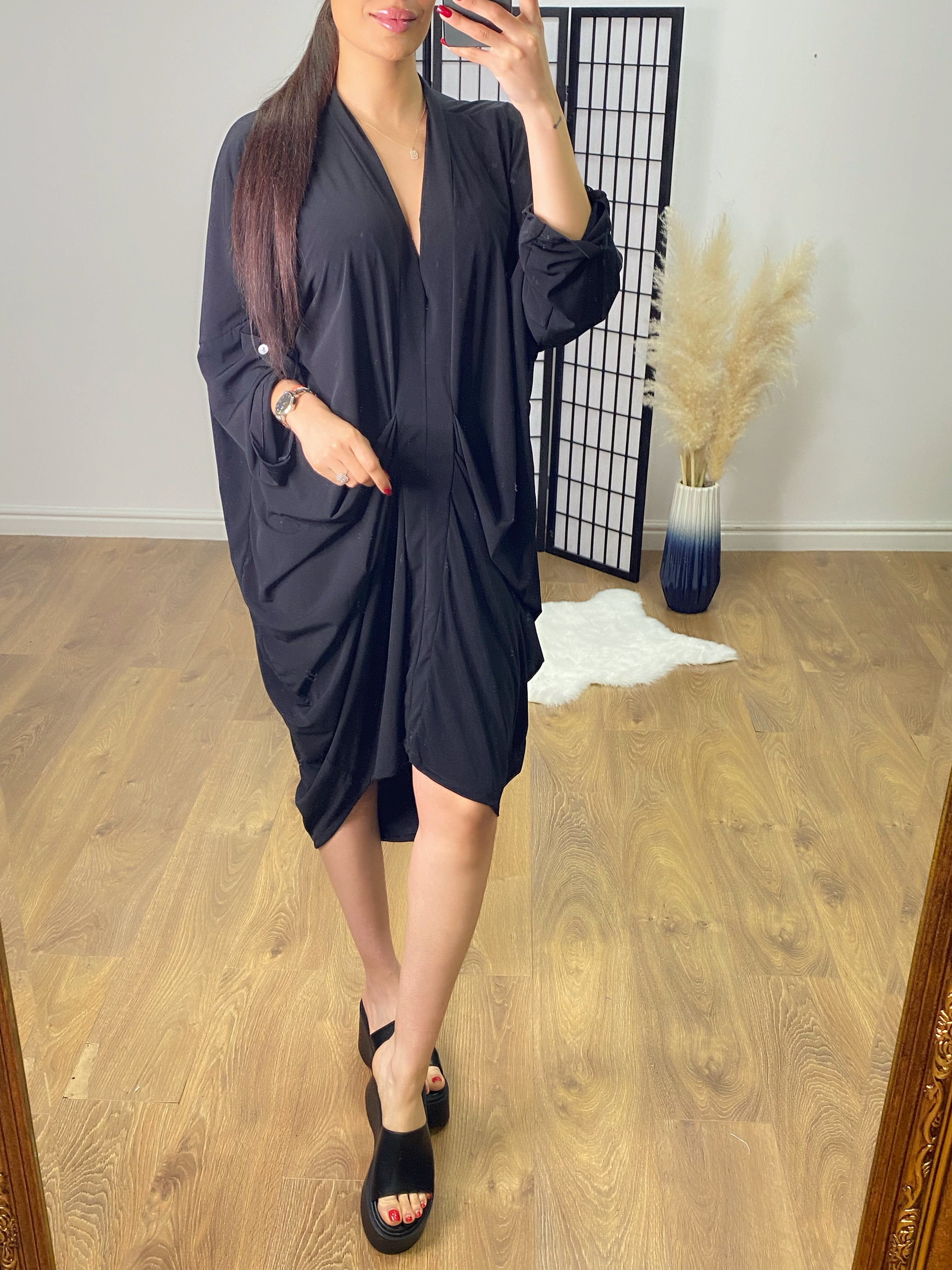Dulcie Oversized Ruched Front V Panel Dress