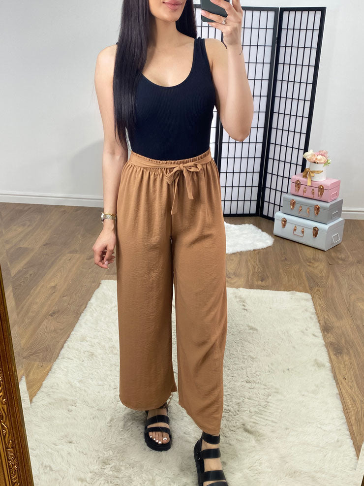 Westie Plain Tie Waist Palazzo Trousers