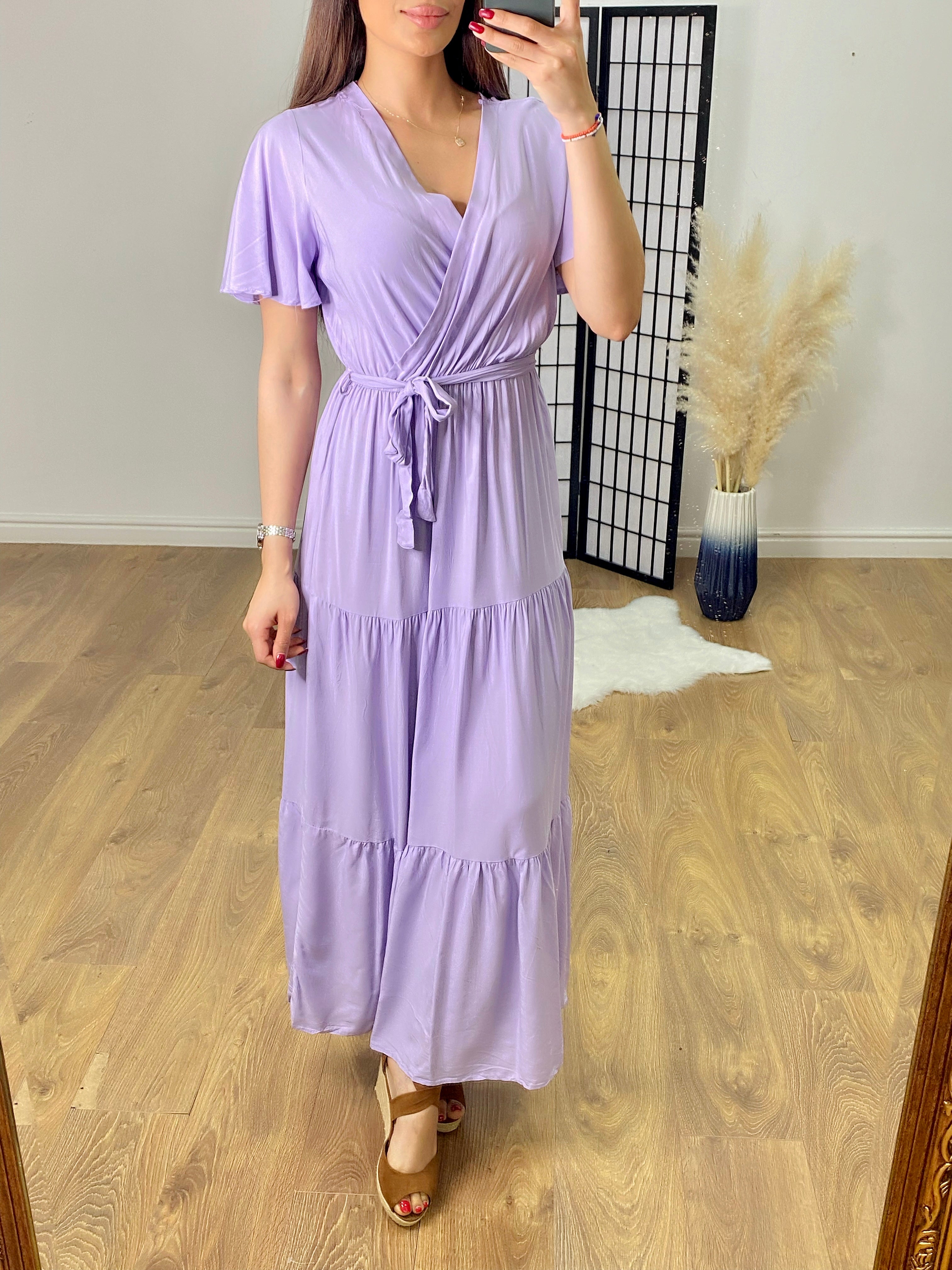 Mathis Plain Tiered Hem Maxi Dress